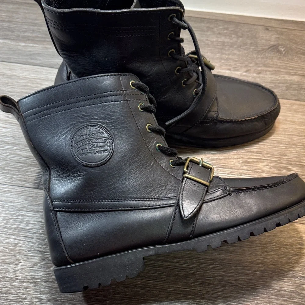 Polo Ralph Lauren vintage Black Leather Men's Boots size 11 (s131)
